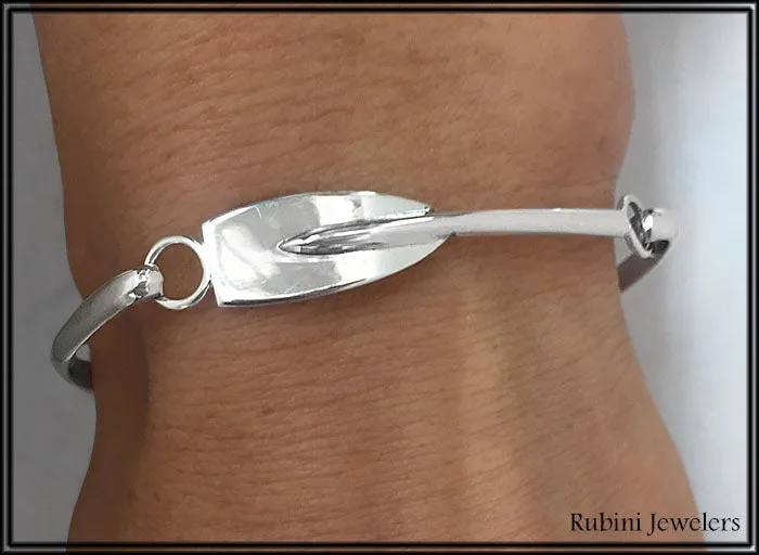 Small Rowing Blade with Stem Hinged Bangle Bracelet