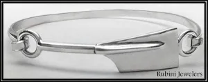 Small Rowing Blade with Stem Hinged Bangle Bracelet