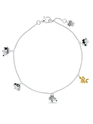 Snoopy & Woodstock Charm Bracelet in pure platinum