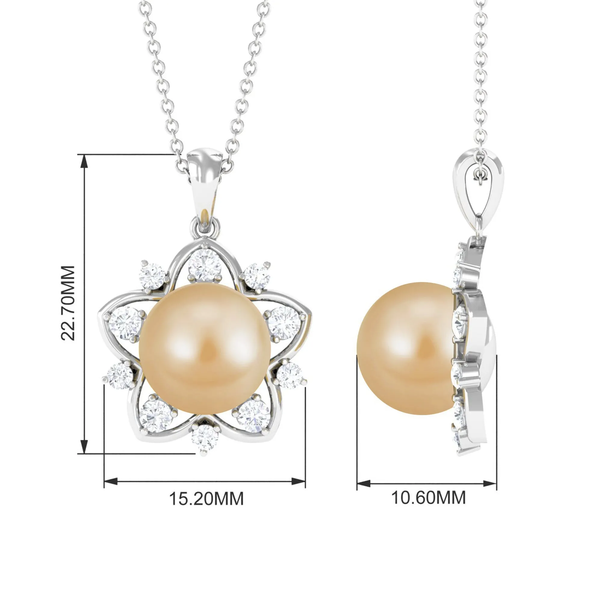 South Sea Pearl and Diamond Star Pendant Necklace