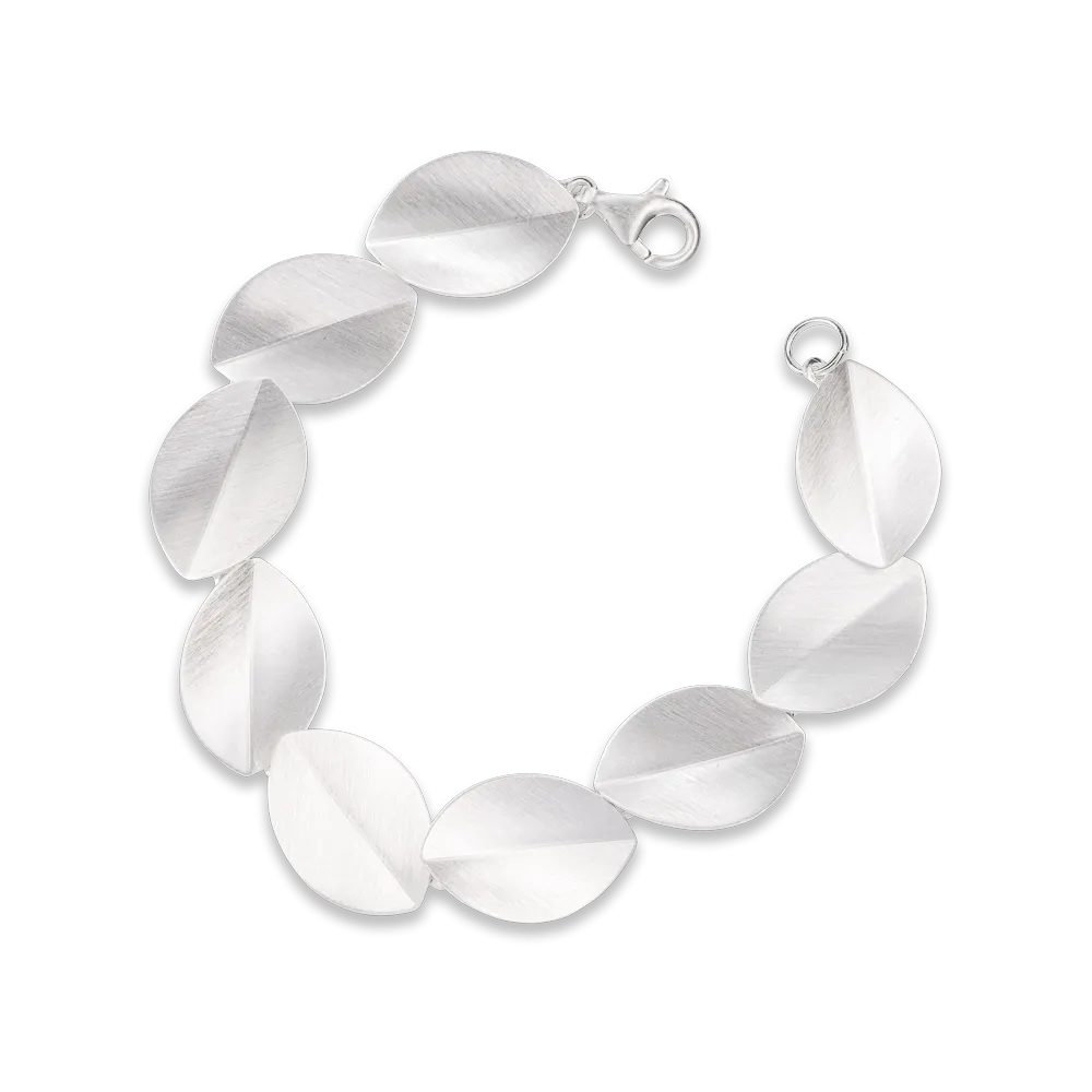 Split Leaf Concave Bracelet Sterling Silver