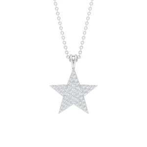 Star Diamond Cluster Pendant Necklace in Pave Setting