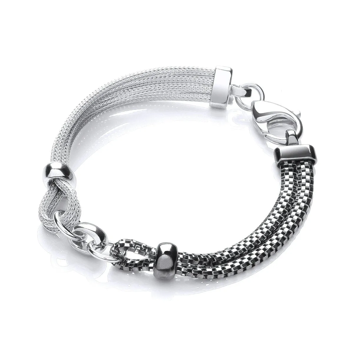 Sterling Silver & Ruthenium Mesh Bracelet