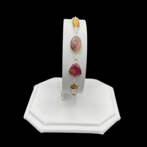 Sterling Silver And Tourmaline Gemstones Bracelet