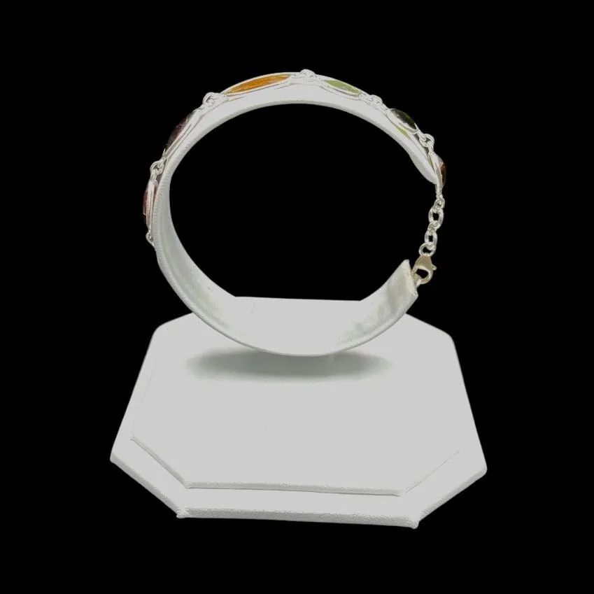 Sterling Silver And Tourmaline Gemstones Bracelet