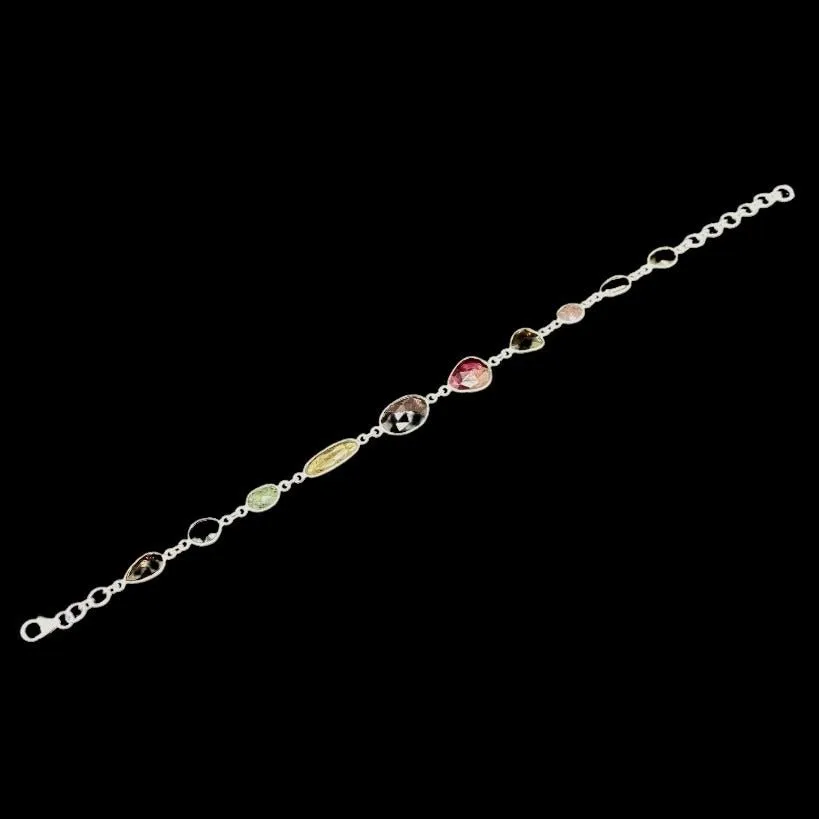 Sterling Silver And Tourmaline Gemstones Bracelet