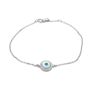 Sterling Silver CZ Evil Eye Bracelet
