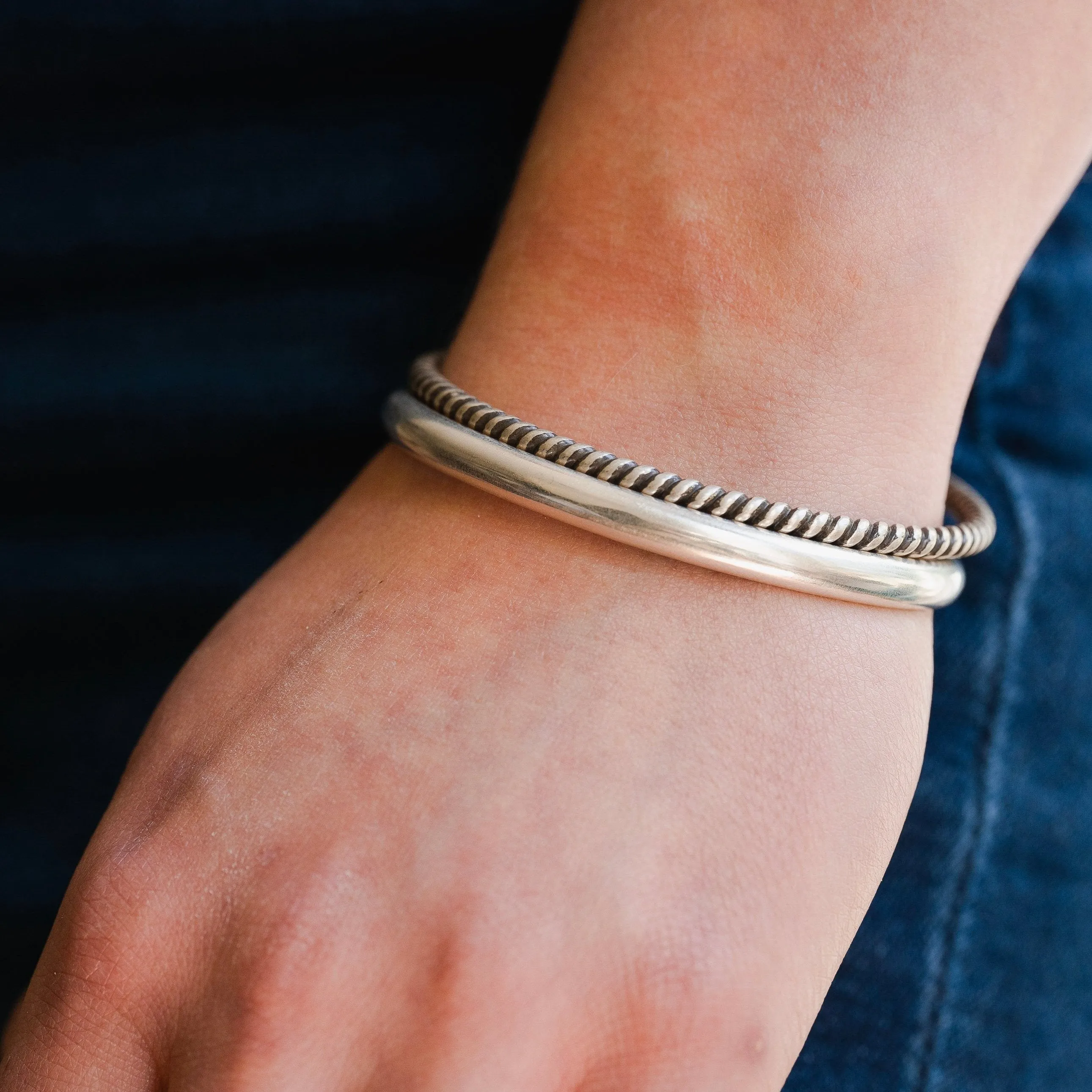 Sterling Silver Domed Cuff Bracelet