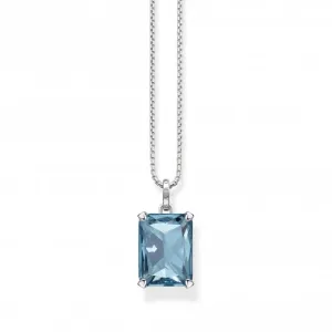 Sterling Silver Light Blue Stone Necklace KE1957-009-1-L50V