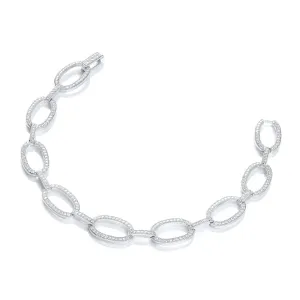 Sterling Silver Micro Pave CZ Oval Bracelet