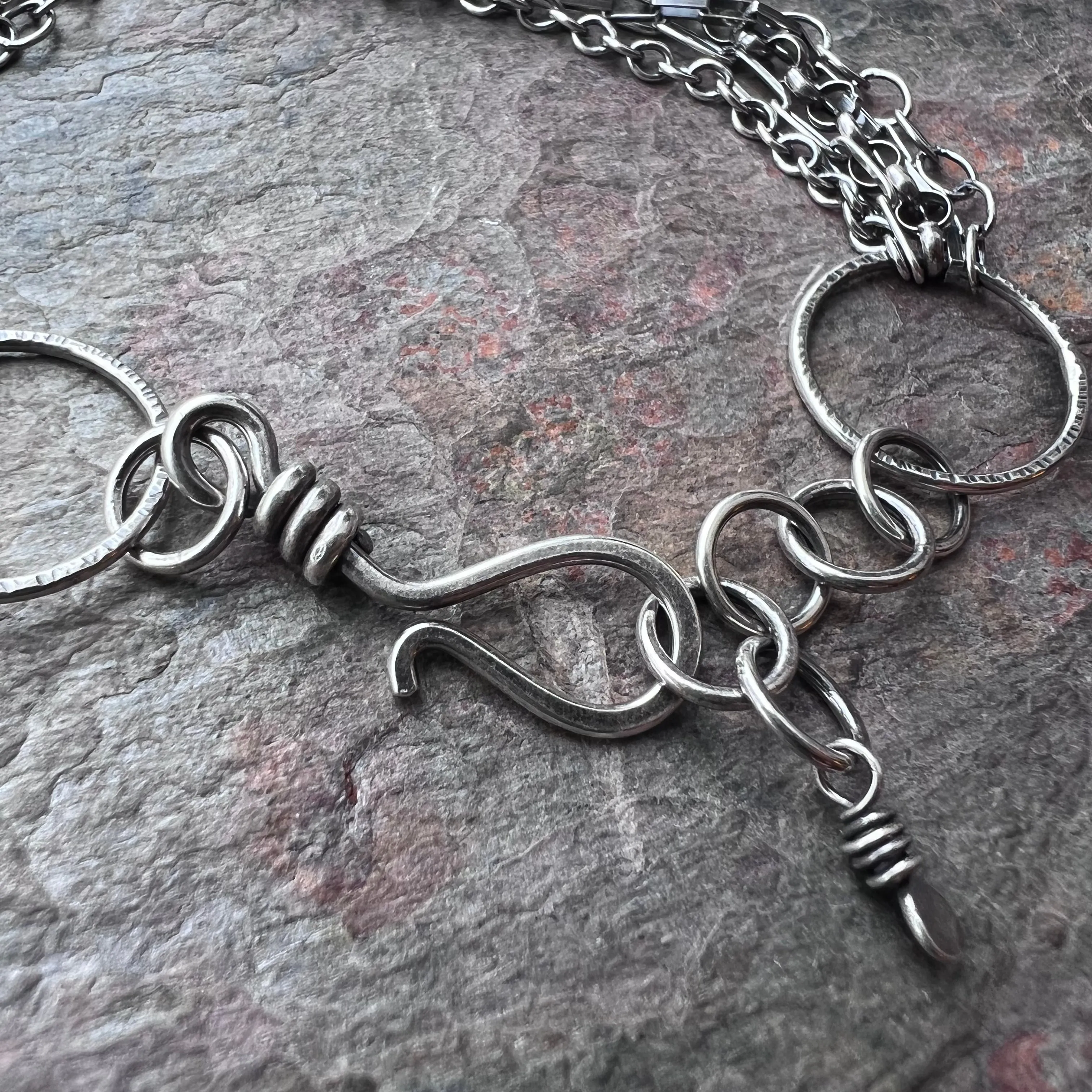 Sterling Silver Multi Chain Bracelet with Sterling Silver Handmade Clasp