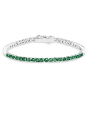 Tennis Bracelet With Round Cut 3mm Emerald Color Stones Sale
