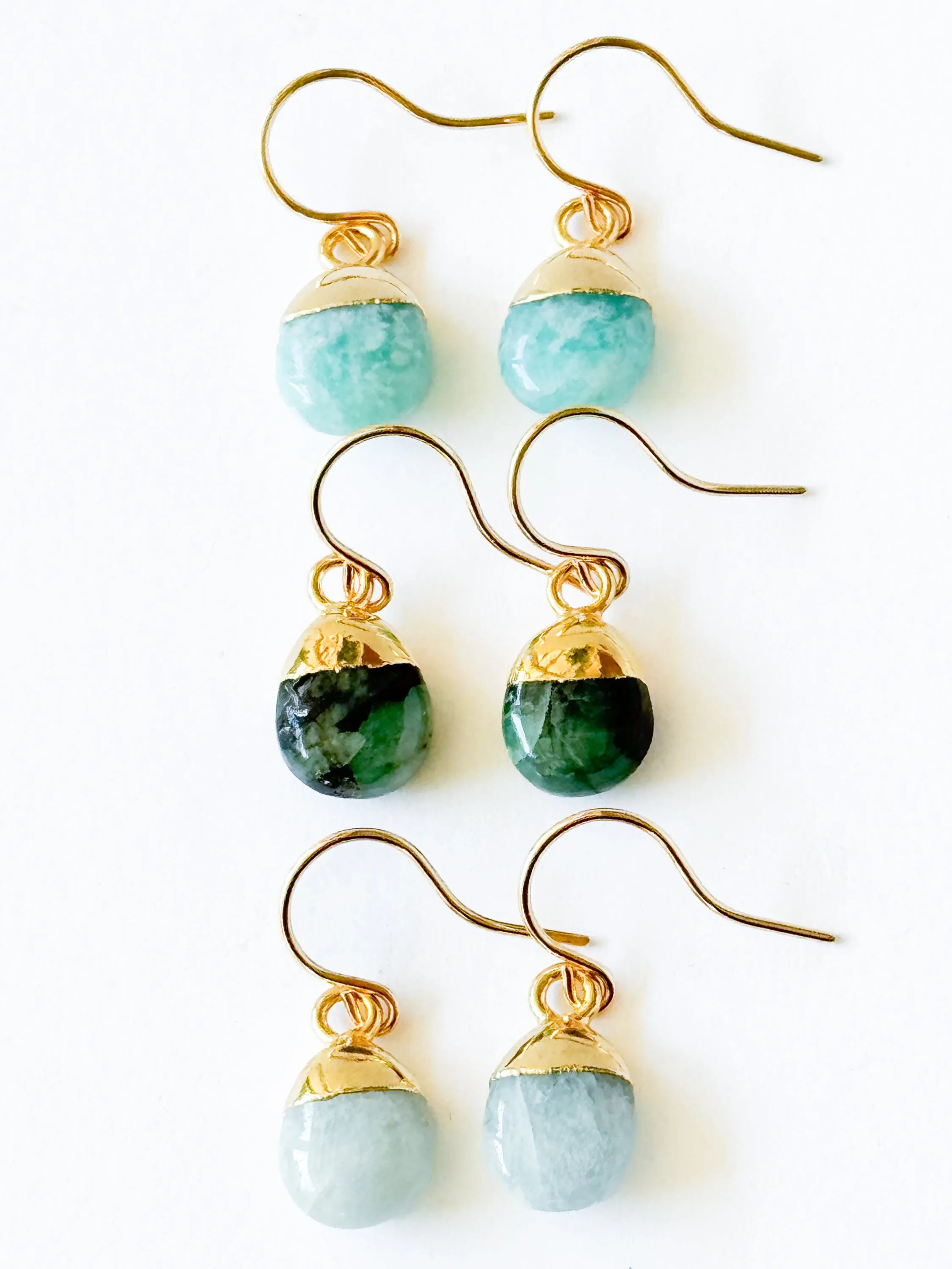 Tiny Gemstone Charm Earrings - WS