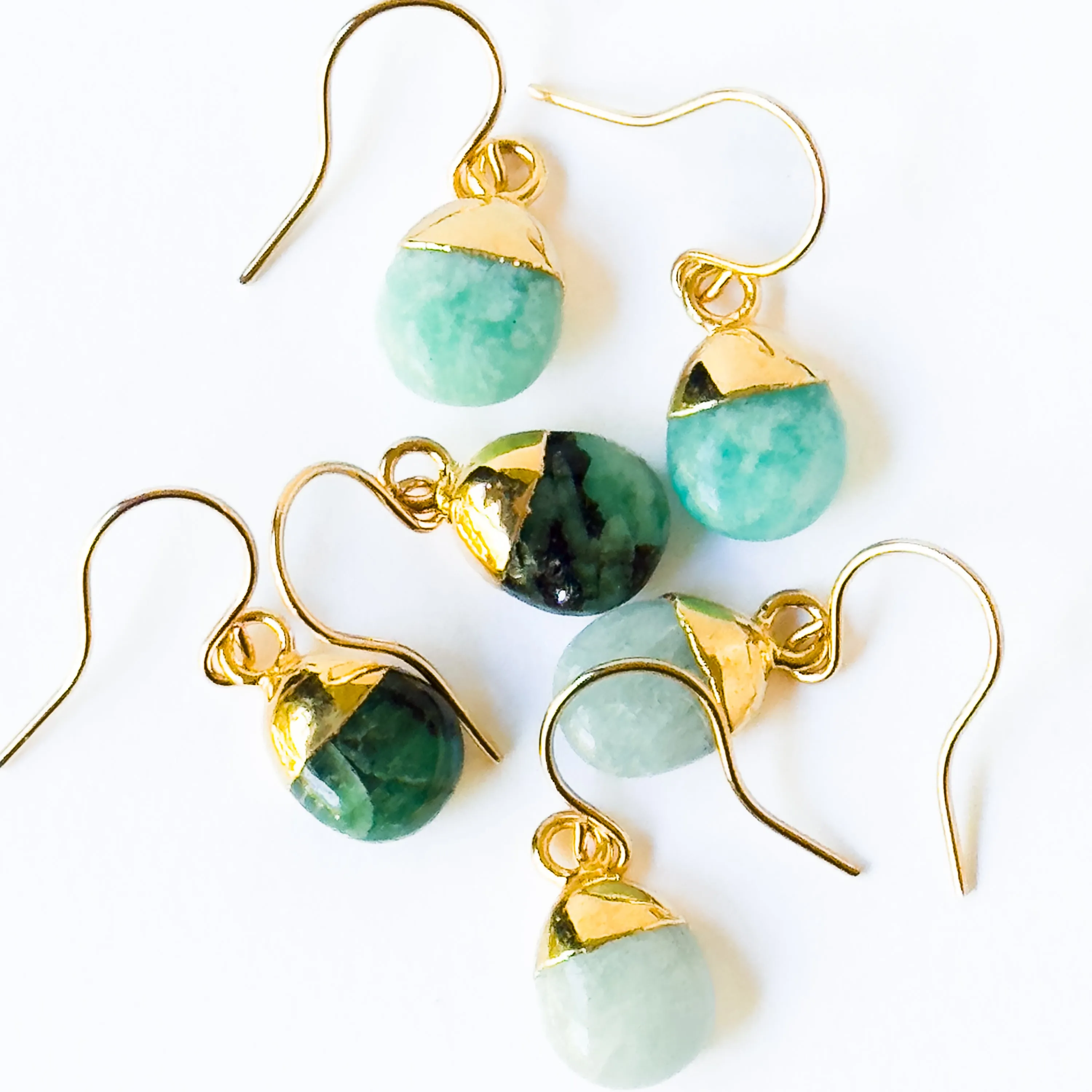 Tiny Gemstone Charm Earrings - WS