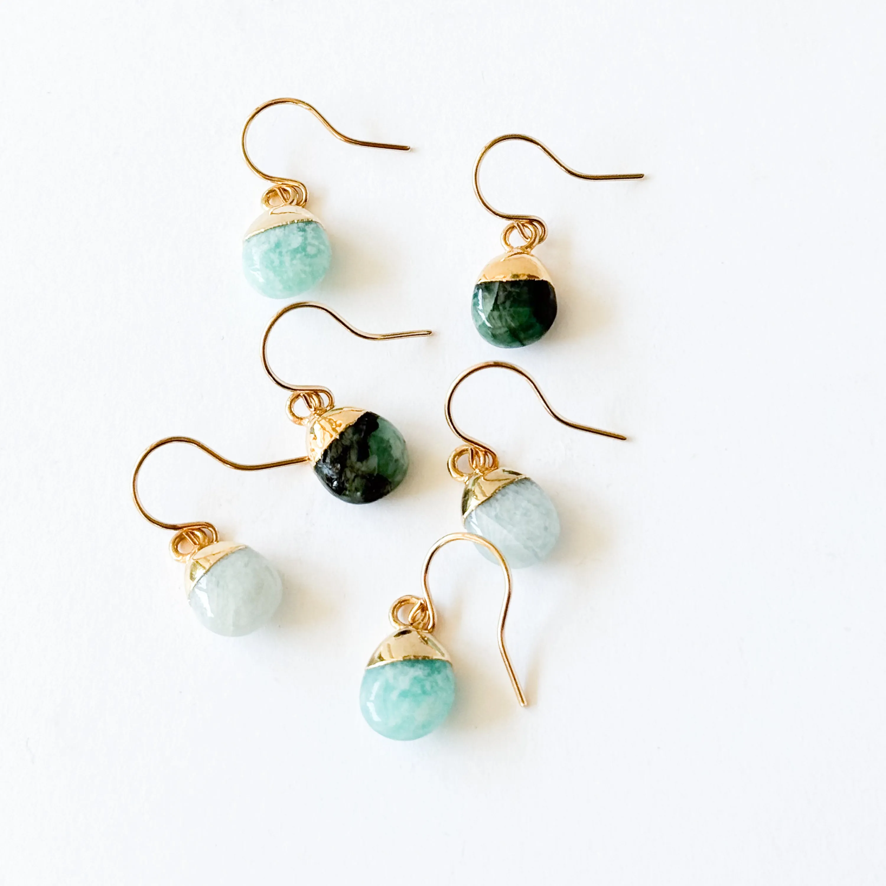Tiny Gemstone Charm Earrings - WS