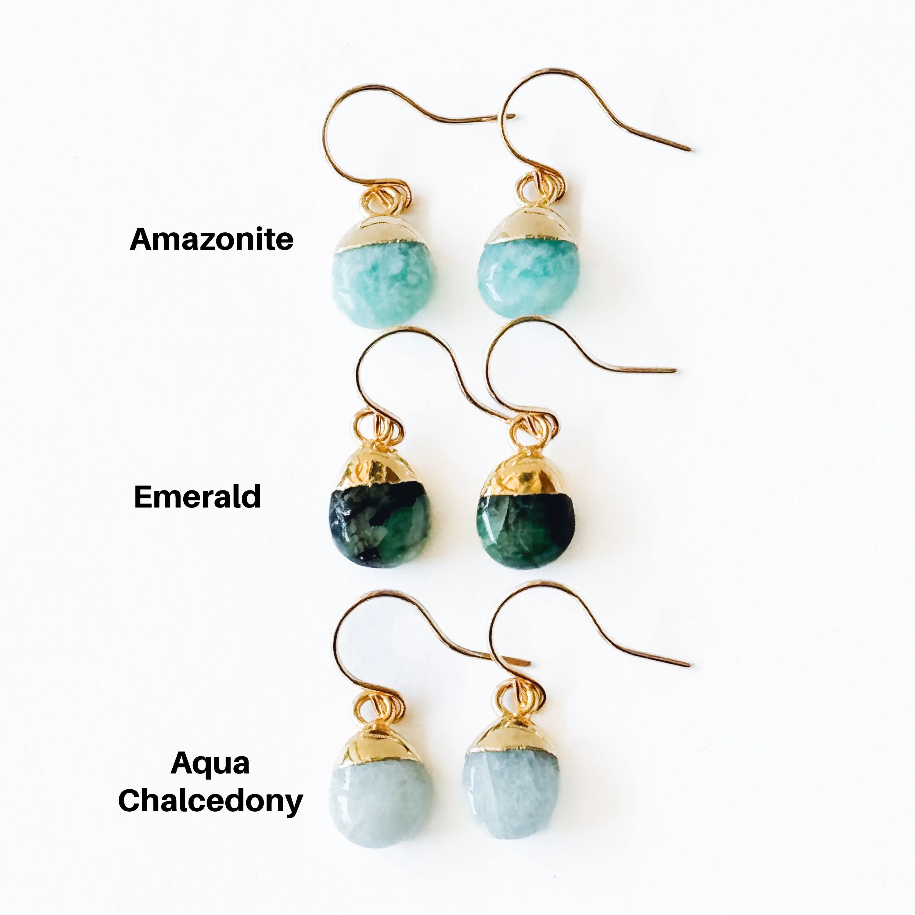 Tiny Gemstone Charm Earrings - WS