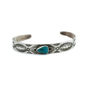 Traditional 1940's Navajo Cuff x Blue Gem Turquoise