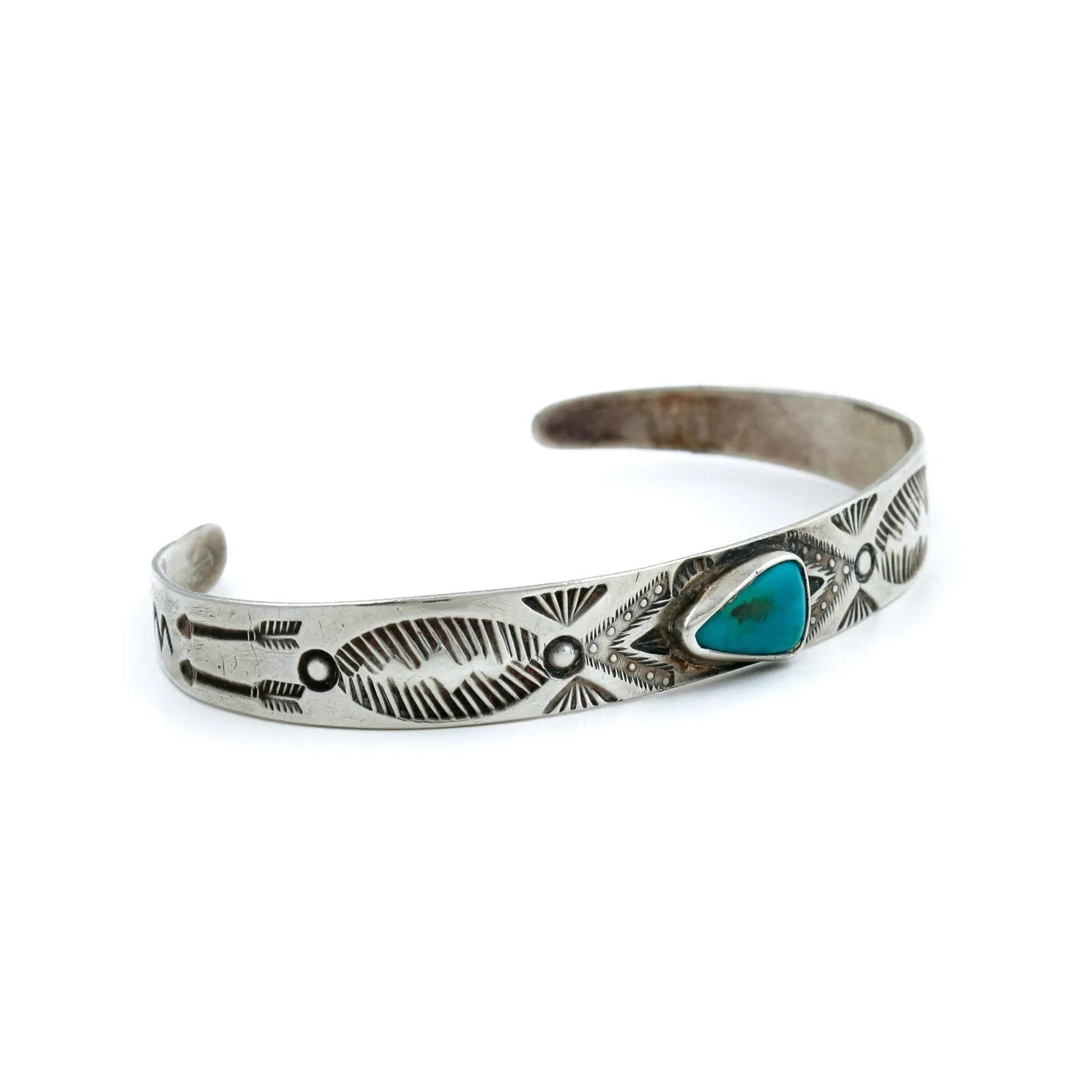 Traditional 1940's Navajo Cuff x Blue Gem Turquoise