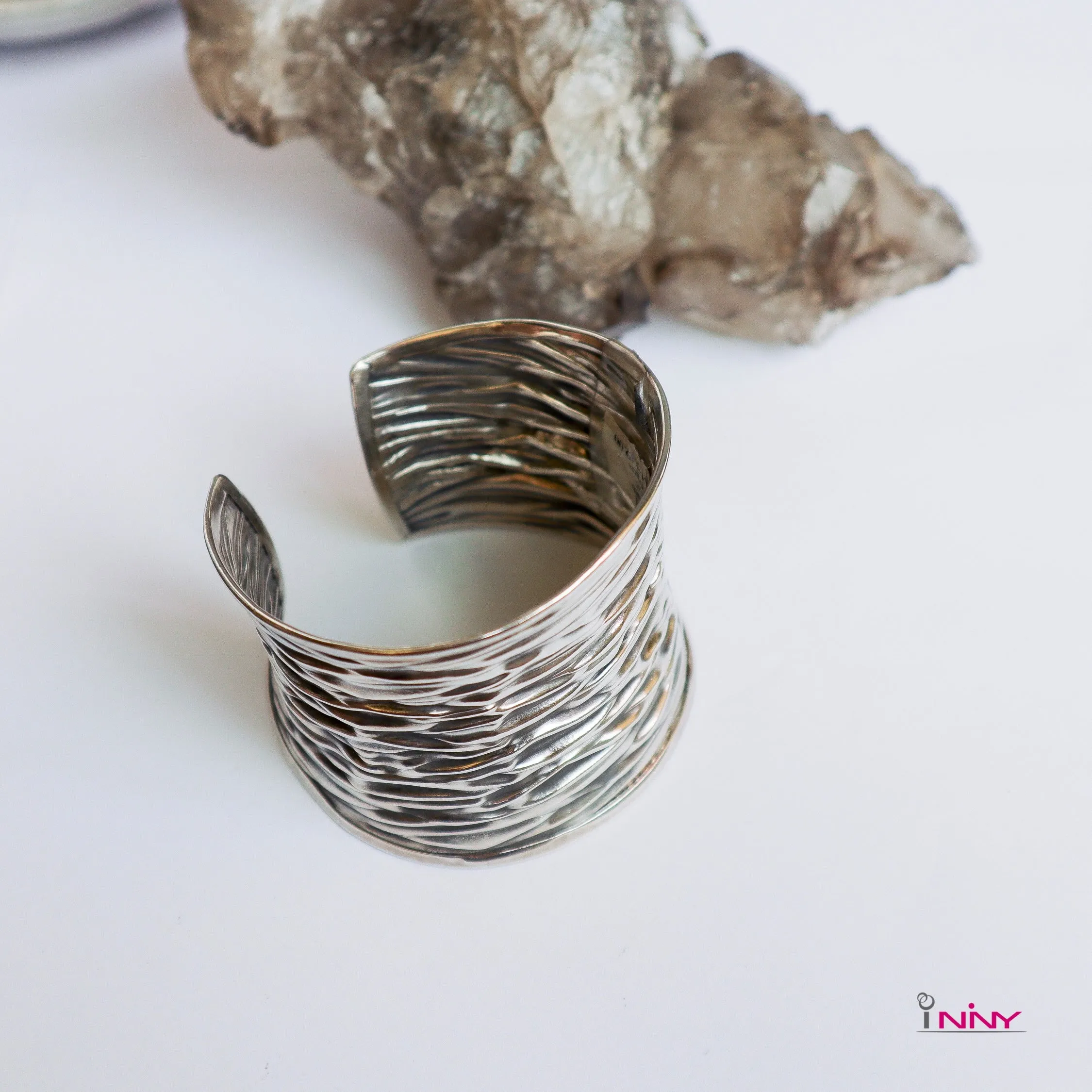 Tribal Silver Ripple Bangle