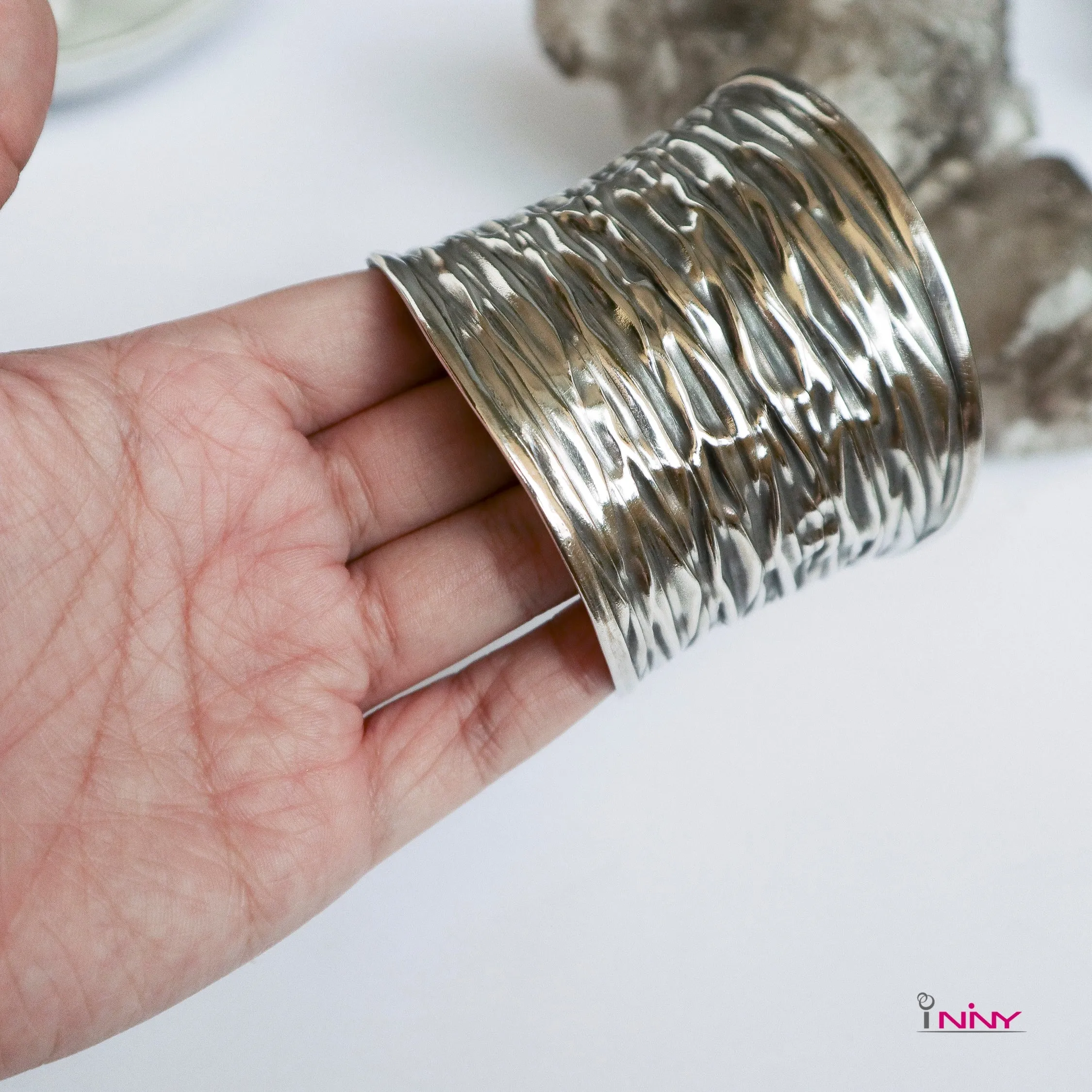 Tribal Silver Ripple Bangle