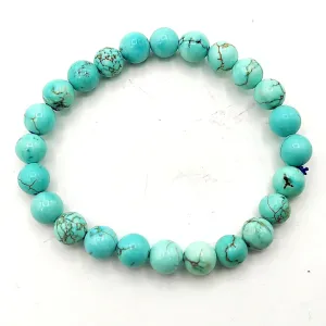 Turquoise / Firoza Bracelet Natural Crystal Healing Bracelet Gemstone Jewellery Beaded Stone Bracelet for Men & Women, Bead Size 6 mm