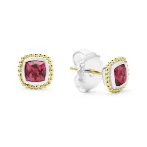 Two-Tone Rhodolite Garnet Stud Earrings