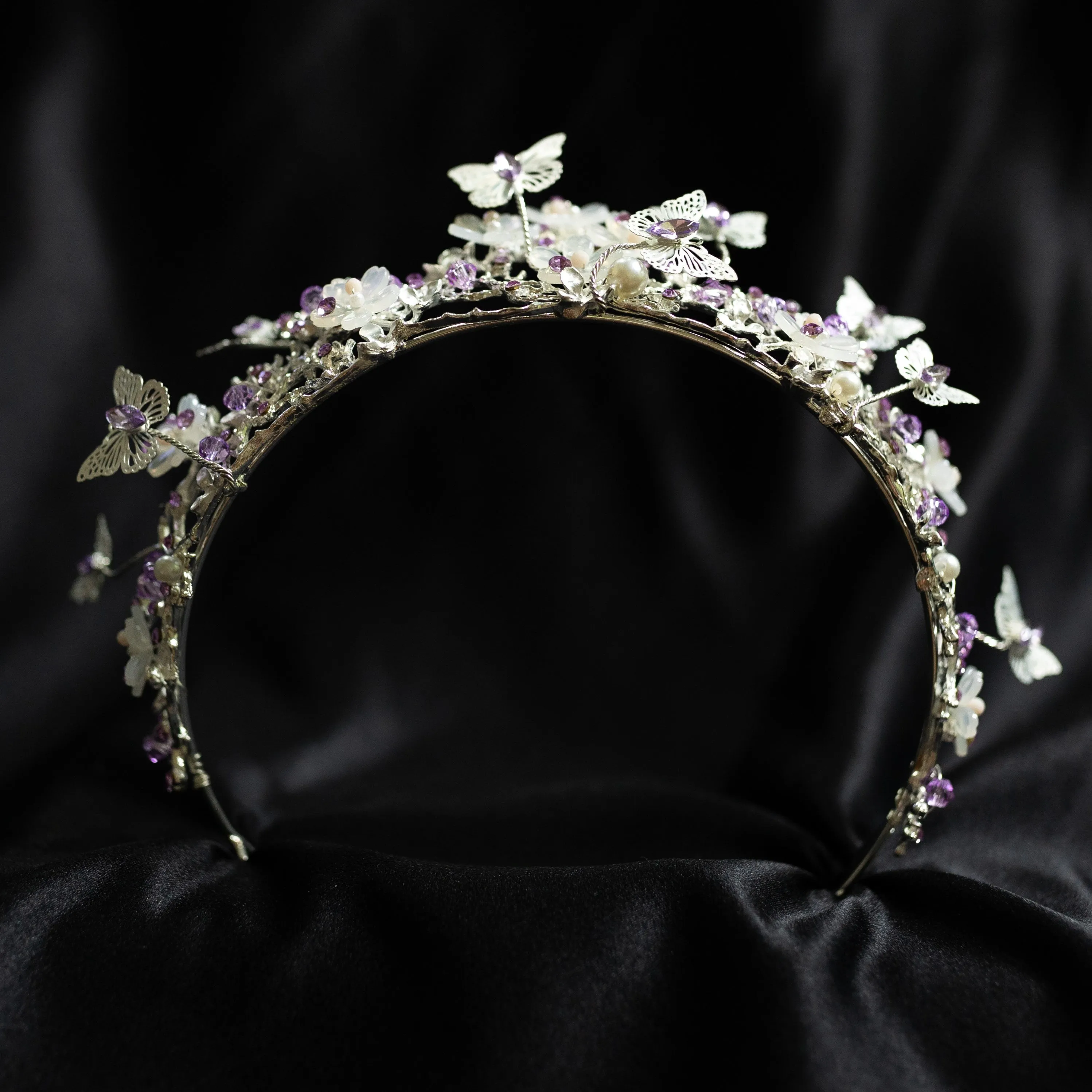 Verna's Tiara in Lavender Purple & Silver