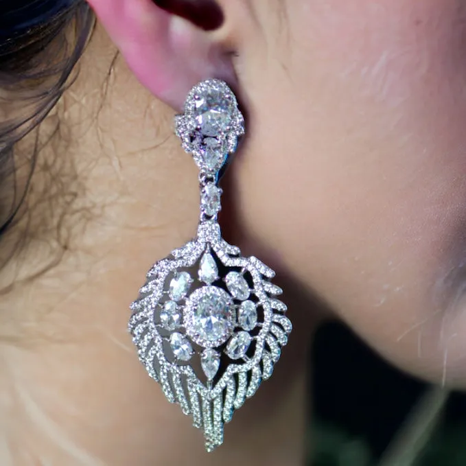 Vintage Art Deco Chandelier Micro-Paved Bridal Earrings