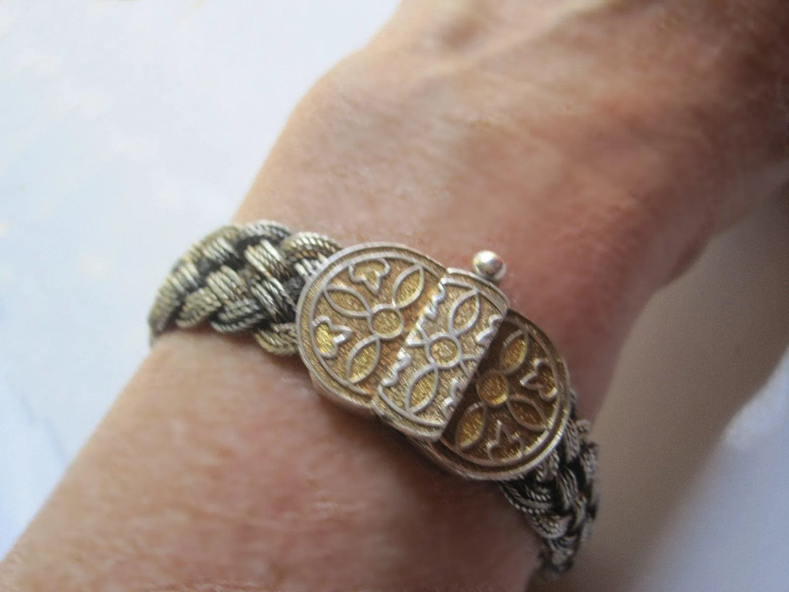 Vintage Sterling Silver Two Toned Braided Turkish Bracelet