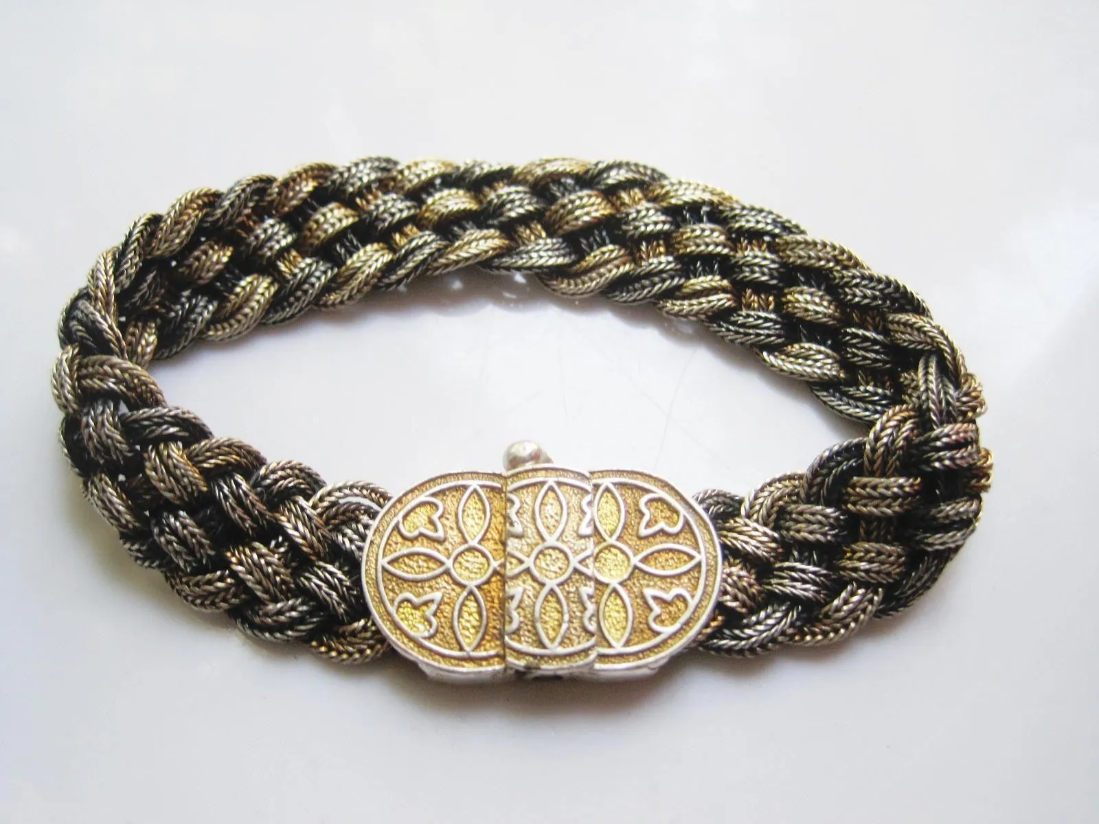 Vintage Sterling Silver Two Toned Braided Turkish Bracelet