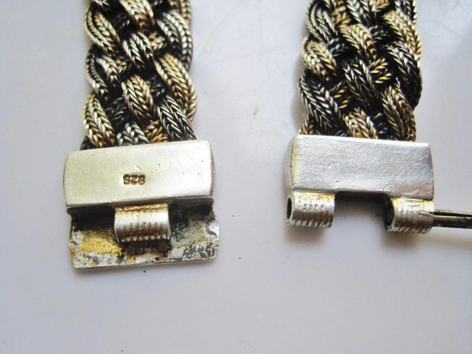 Vintage Sterling Silver Two Toned Braided Turkish Bracelet