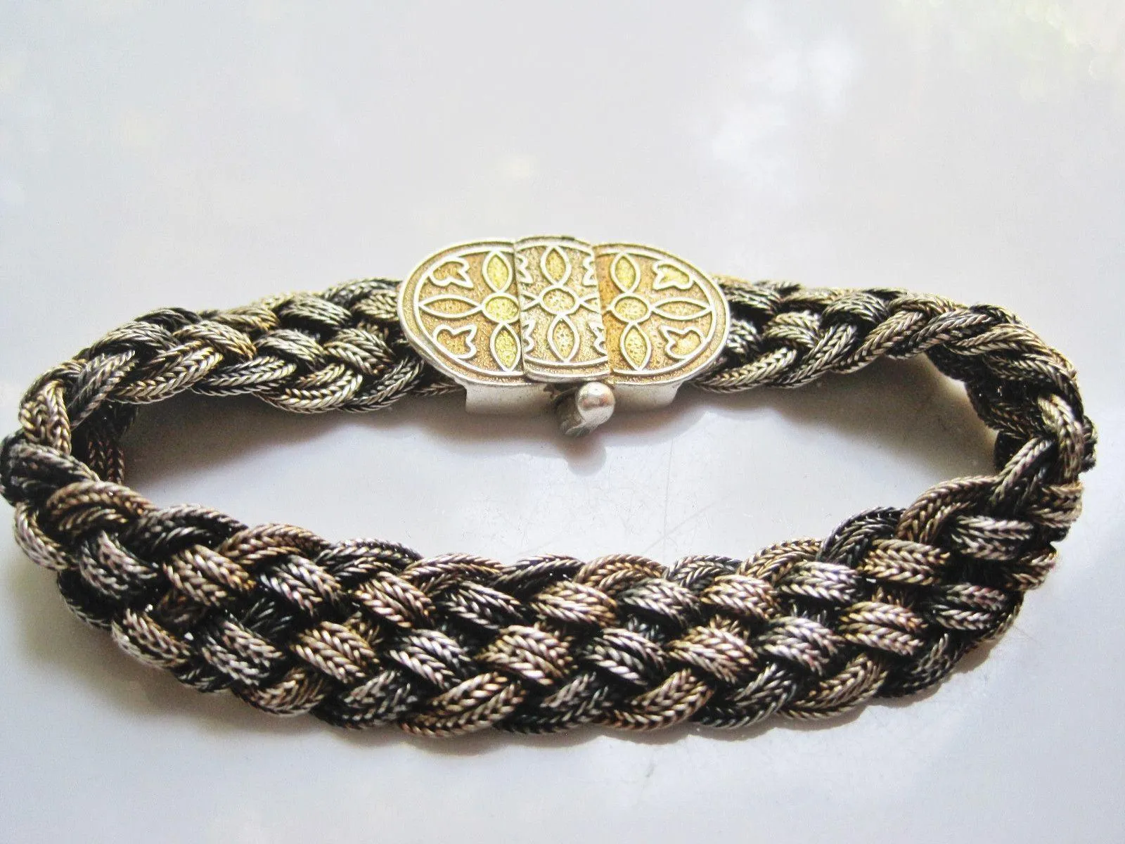 Vintage Sterling Silver Two Toned Braided Turkish Bracelet