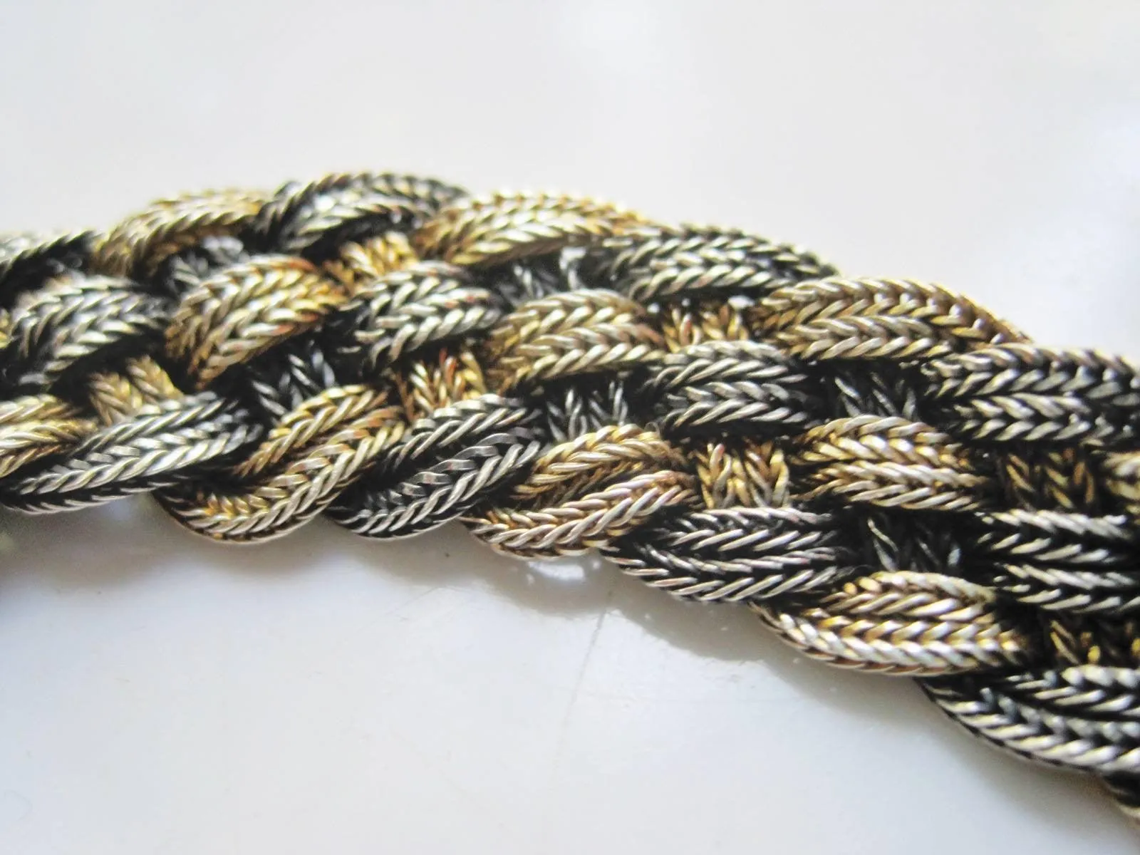 Vintage Sterling Silver Two Toned Braided Turkish Bracelet