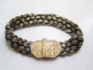 Vintage Sterling Silver Two Toned Braided Turkish Bracelet
