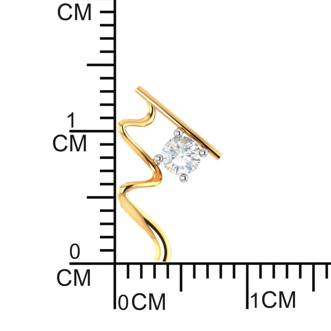 Wave Style 18k Gold Earrings With Diamonds
