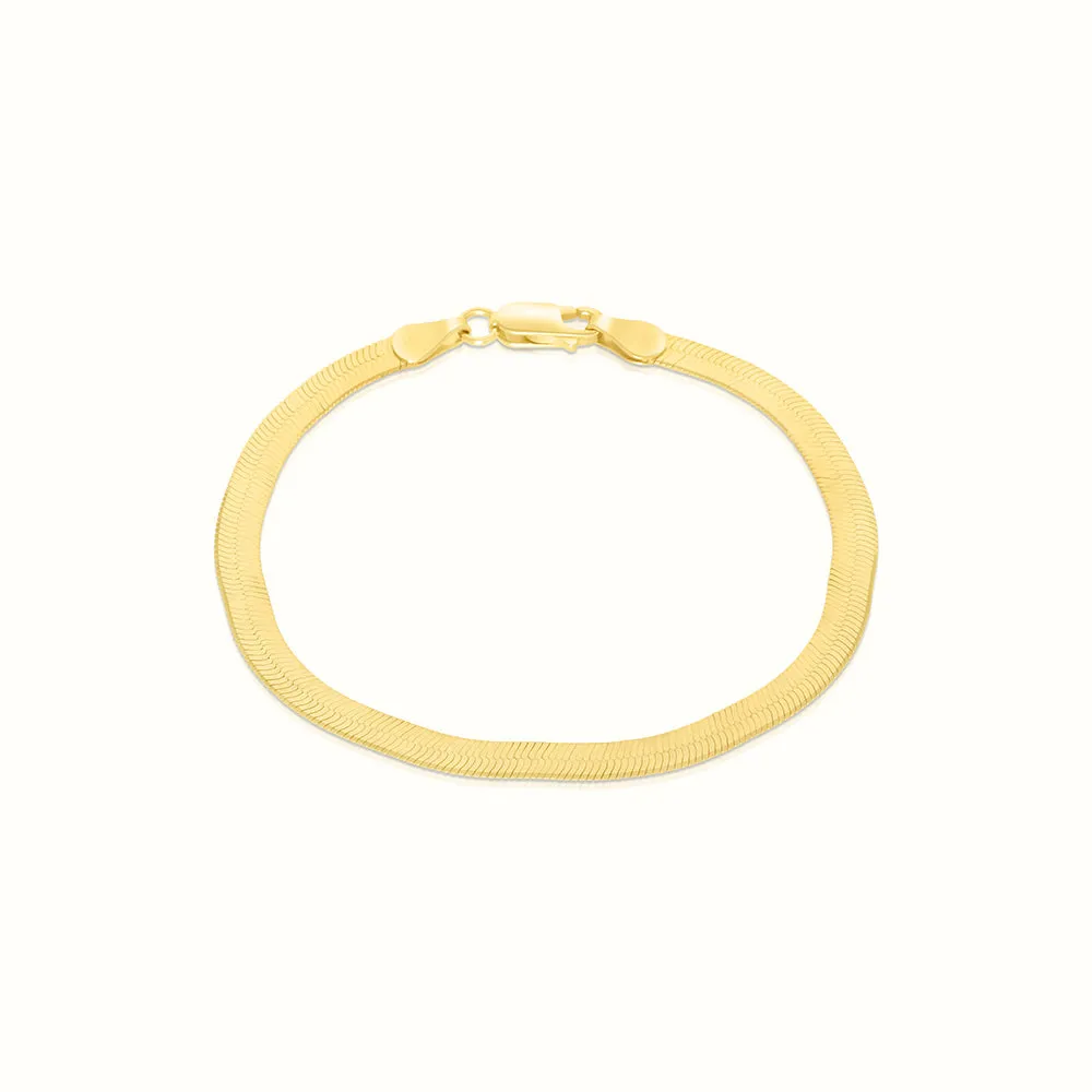 Women's Vermeil Herringbone Bracelet 4mm